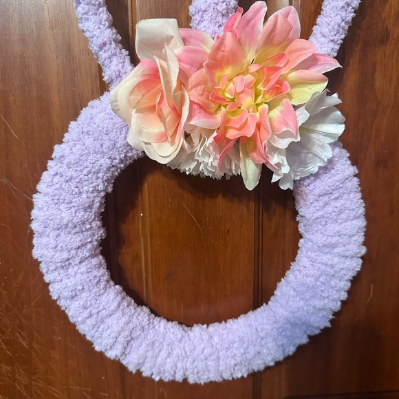 Handmade Purple Bunny Wreath With Flowers - Picture 3 of 16